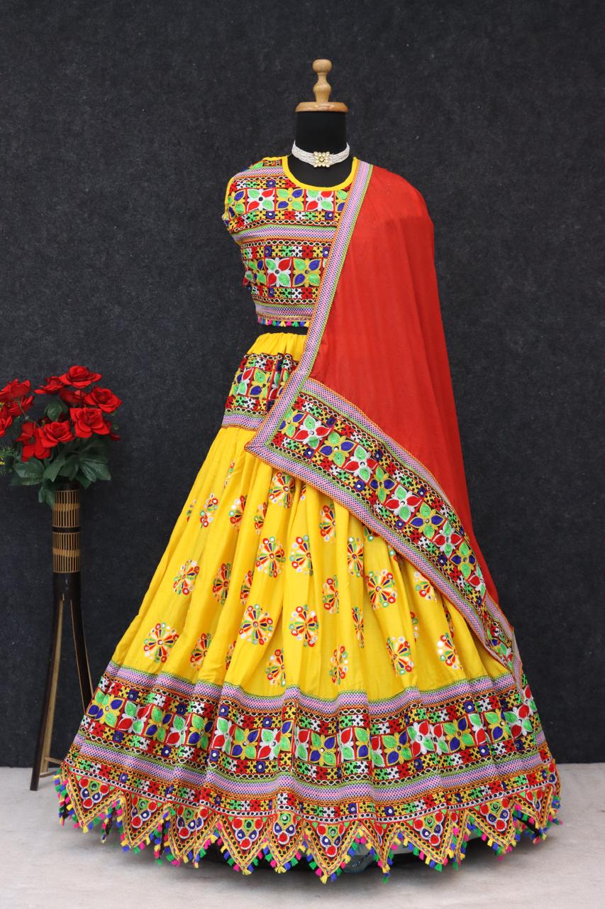 Navratri Spacial Pure Heavy Rayon Cotton Lehenga Choli With Blouse
