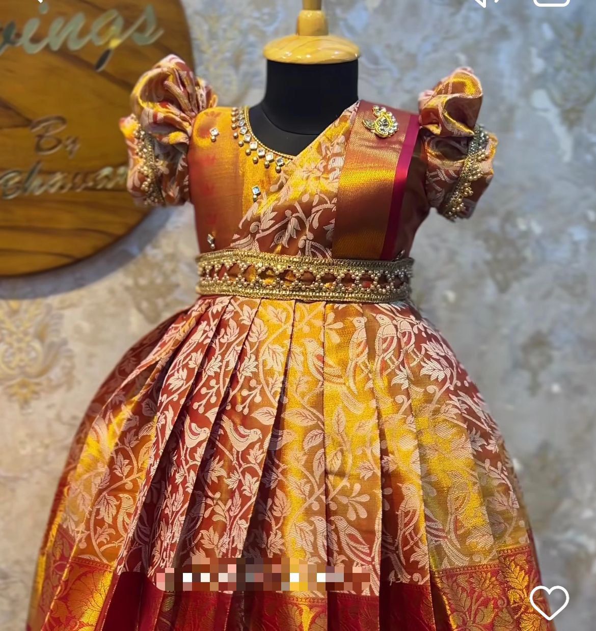 Kid's & Girl's Pure Kanjivaram Silk Traditional Wear Designer Gown