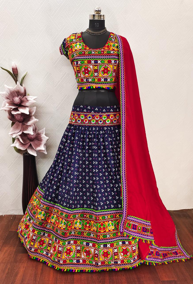 Garba Spacial Pure Heavy Rayon Cotton Lehenga Choli With Blouse