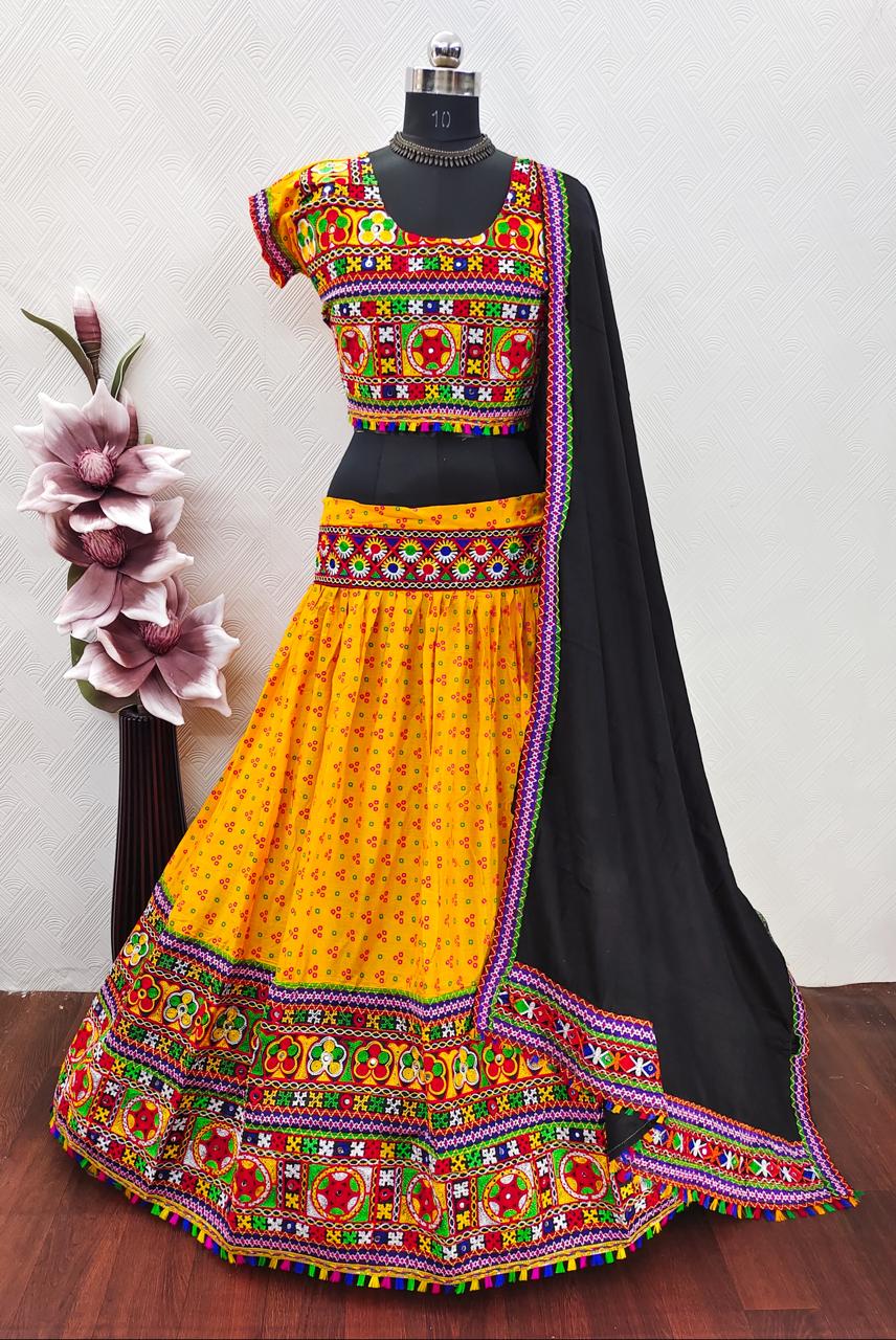 Garba Spacial Pure Heavy Rayon Cotton Lehenga Choli With Blouse