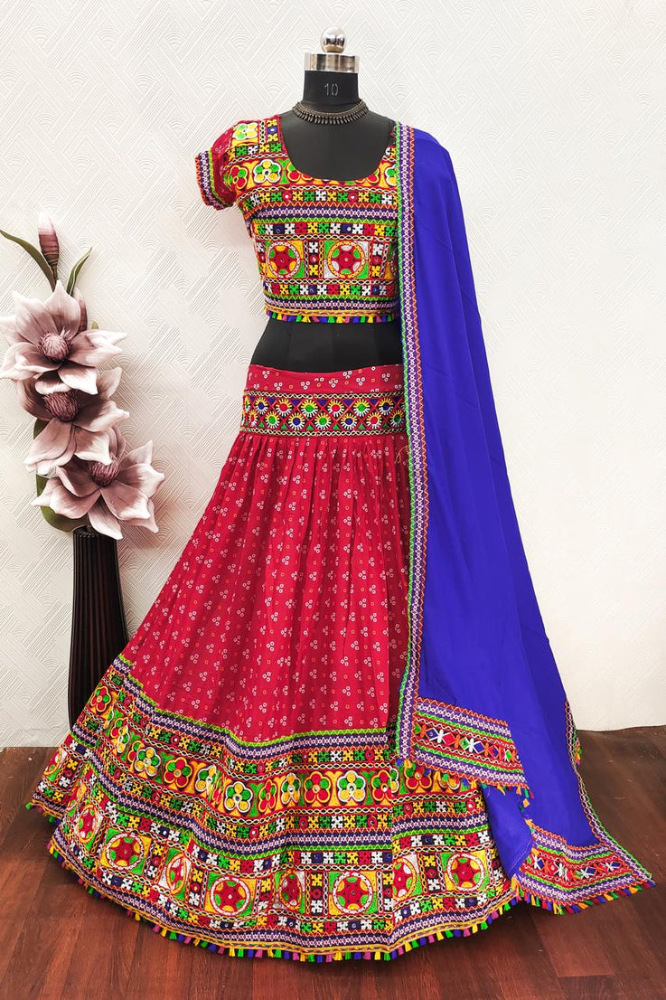 Garba Spacial Pure Heavy Rayon Cotton Lehenga Choli With Blouse