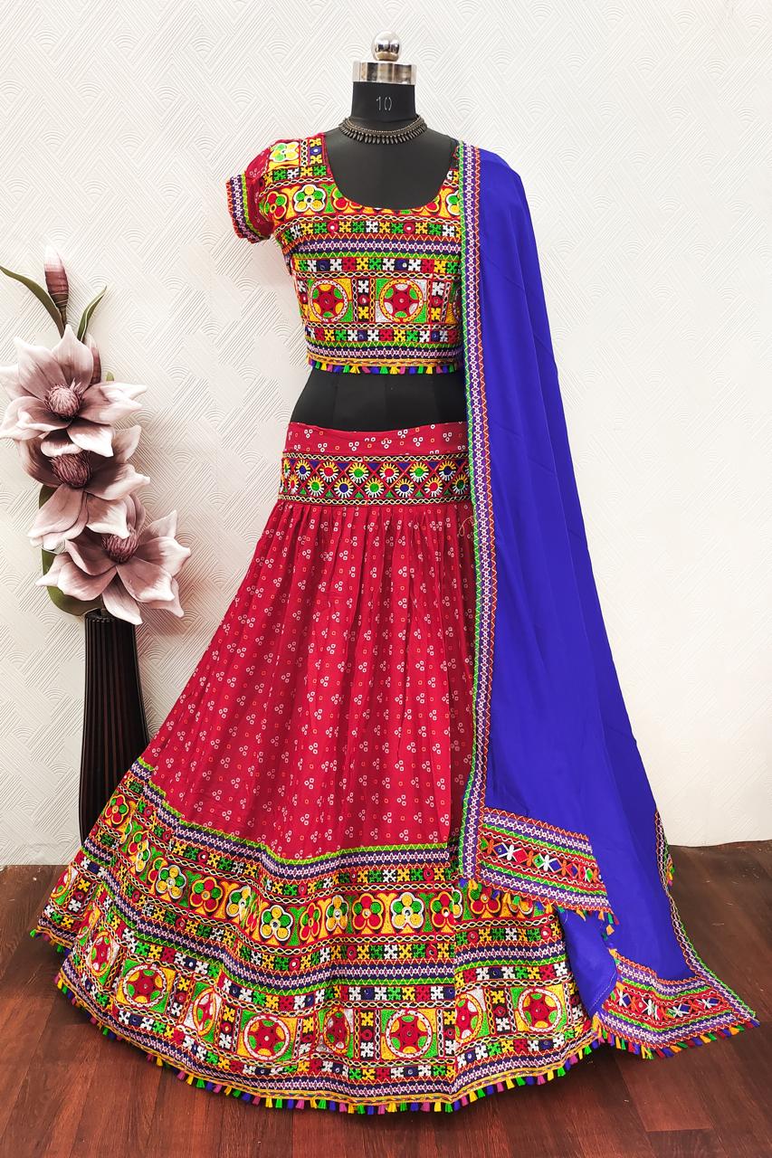 Garba Spacial Pure Heavy Rayon Cotton Lehenga Choli With Blouse