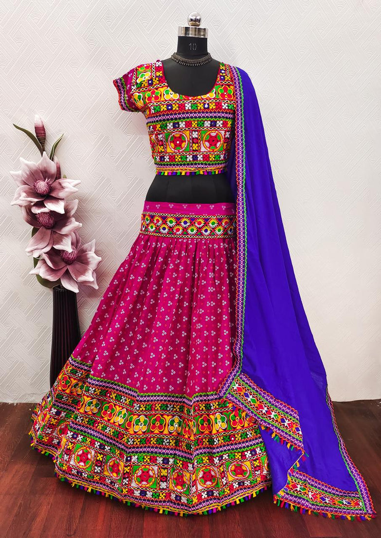 Garba Spacial Pure Heavy Rayon Cotton Lehenga Choli With Blouse