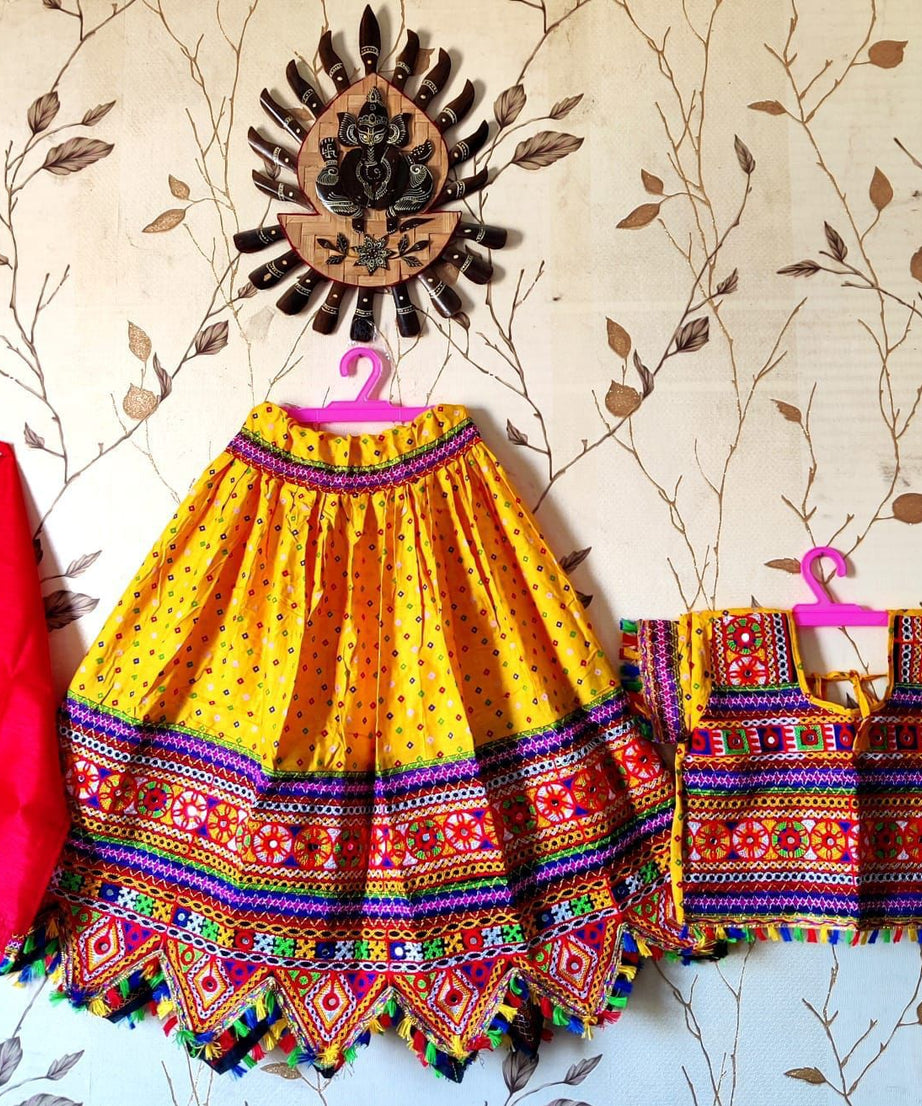 Girls & Kids Navratri Festival Wear Pure Cotton Lehenga Choli With Dupatta
