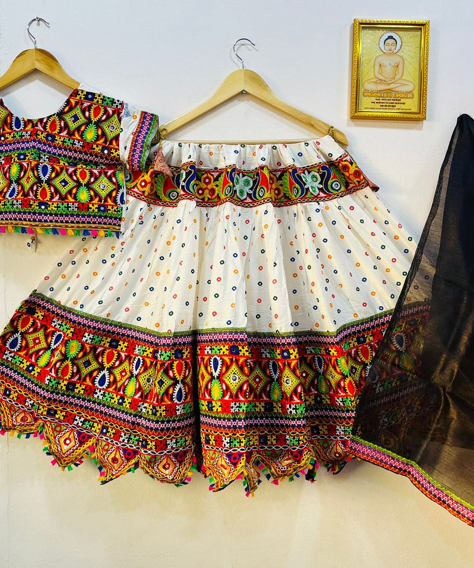 Girls & Kids Navratri Festival Wear Pure Cotton Lehenga Choli With Dupatta