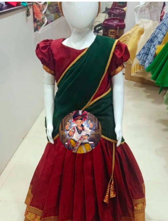 Kid's & Girl's Full Stitched Narayanpet Cotton Lehenga Choli With Dupatta