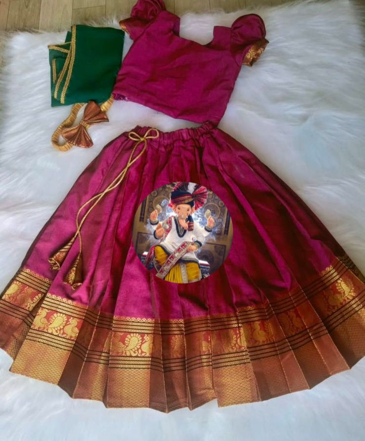 Kid's & Girl's Full Stitched Narayanpet Cotton Lehenga Choli With Dupatta