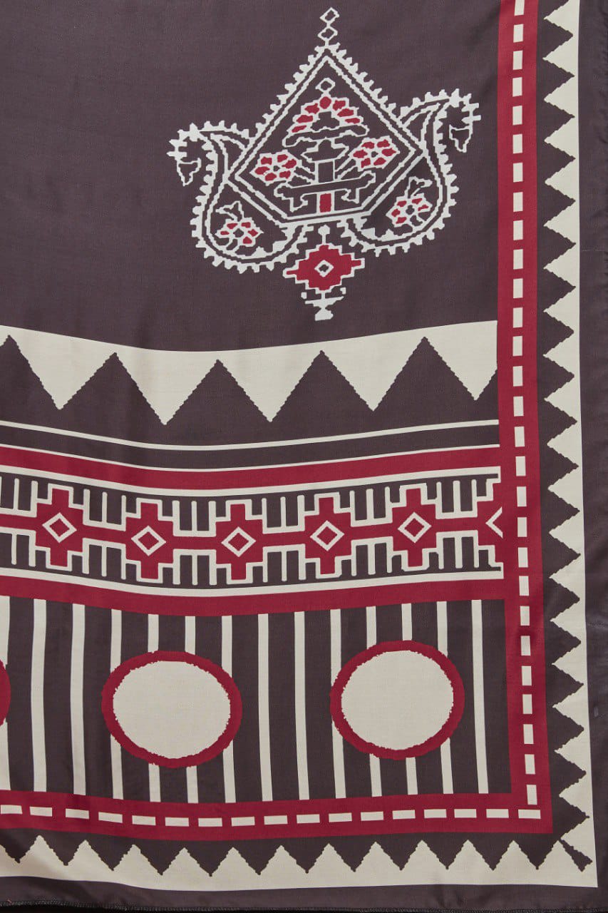 Women's Traditional Wear Red Ajarakh Kurta Pant with Dupatta suit