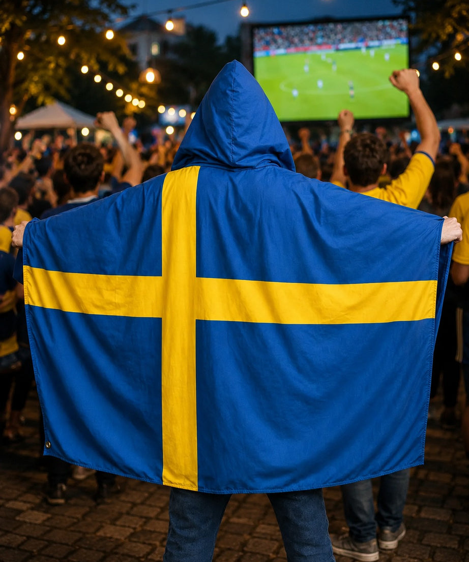 Hooded Football Fan Flag Cape Poncho for Soccer Match Party