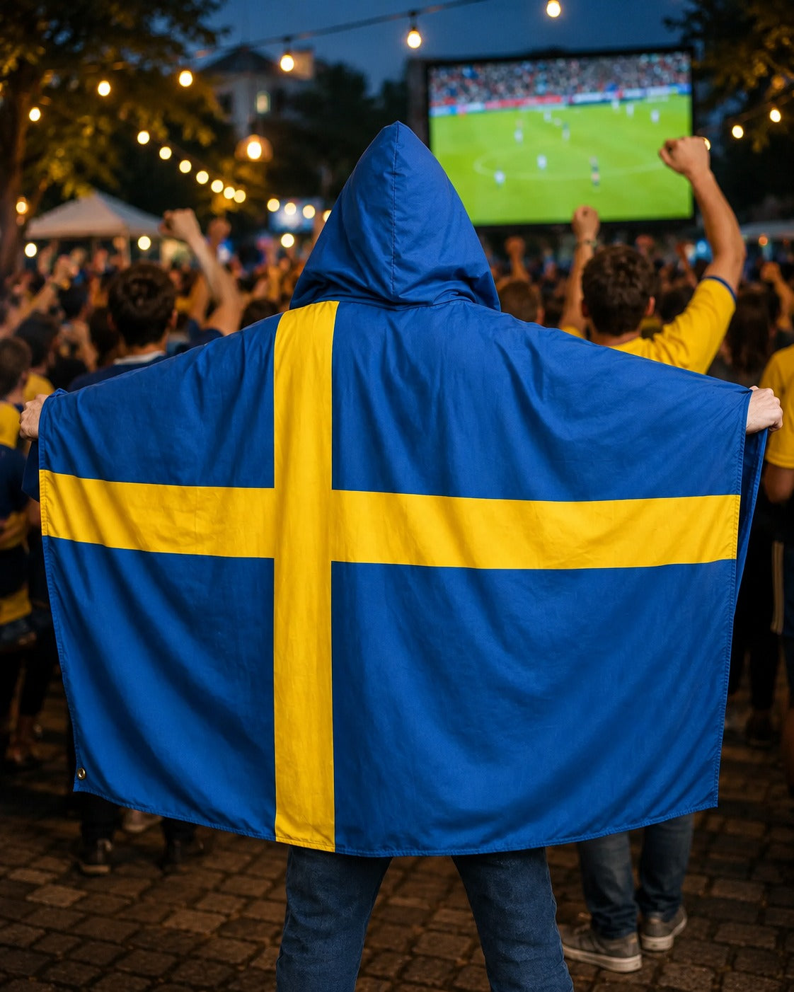 Hooded Football Fan Flag Cape Poncho for Soccer Match Party