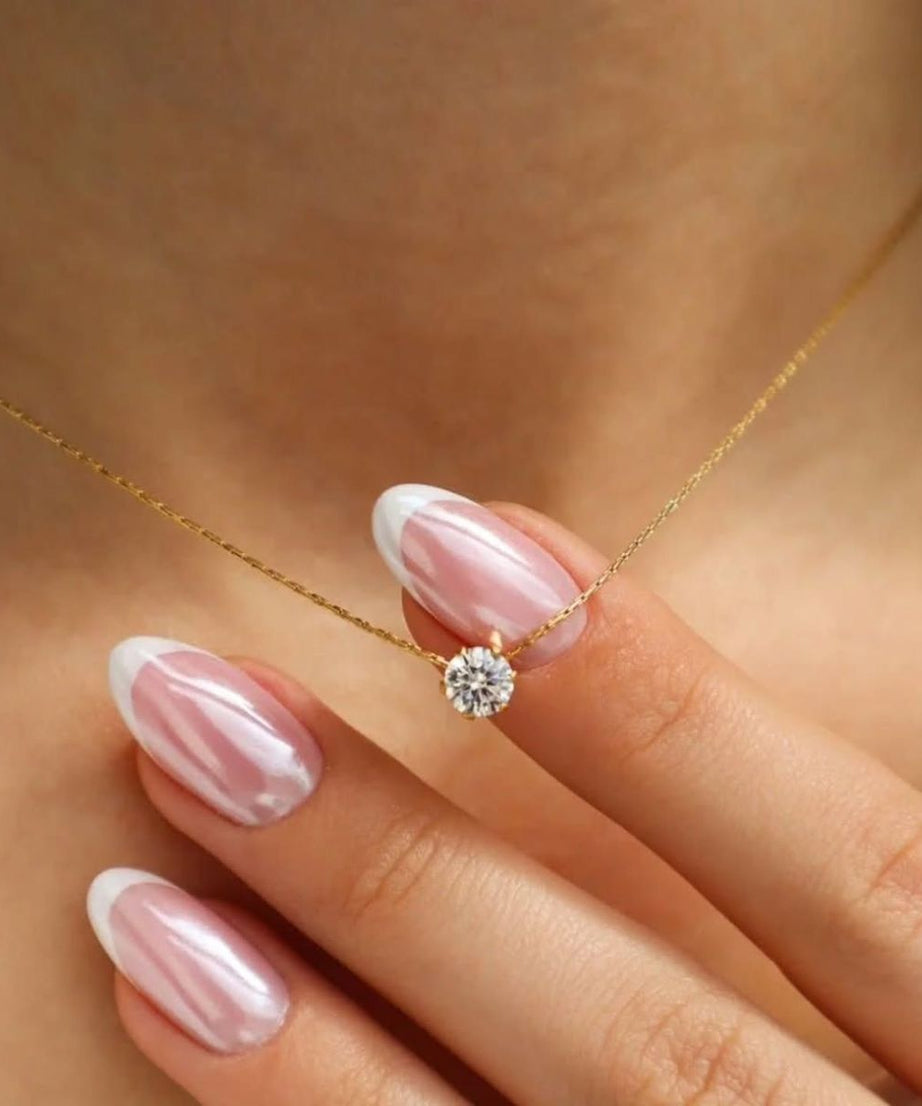 Stainless Steel Anti Tarnish Solitaire Crystal Necklace, Dainty Gold Chain Necklace, Waterproof Minimalist Jewelry, Gift for Women