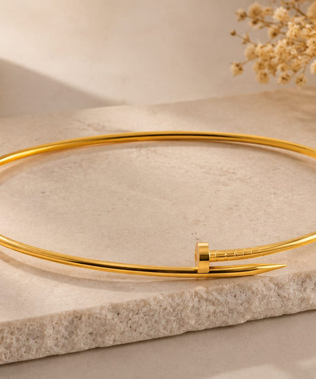 Gold Nail Stainless Steel Anti Tarnish Choker Necklace, Waterproof Minimalist Collar Necklace, Gift for Women's Jewellery
