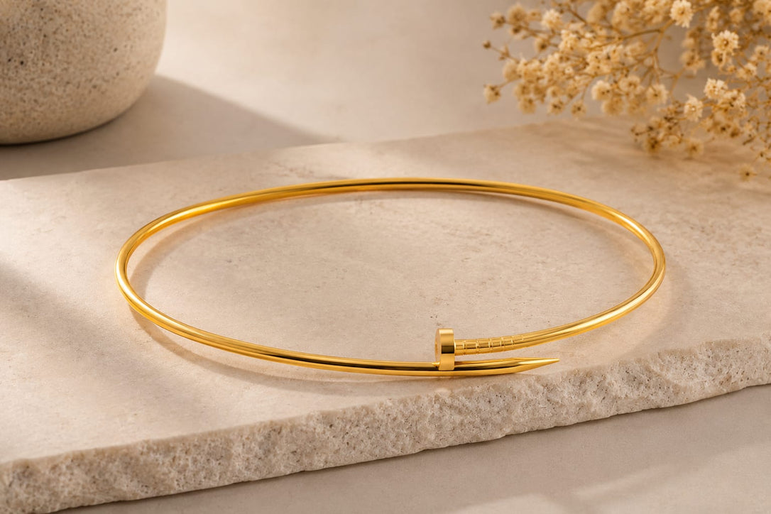 Gold Stainless Steel Anti Tarnish Choker Necklace, Waterproof Minimalist Necklace, Gift for Women's Jewellery