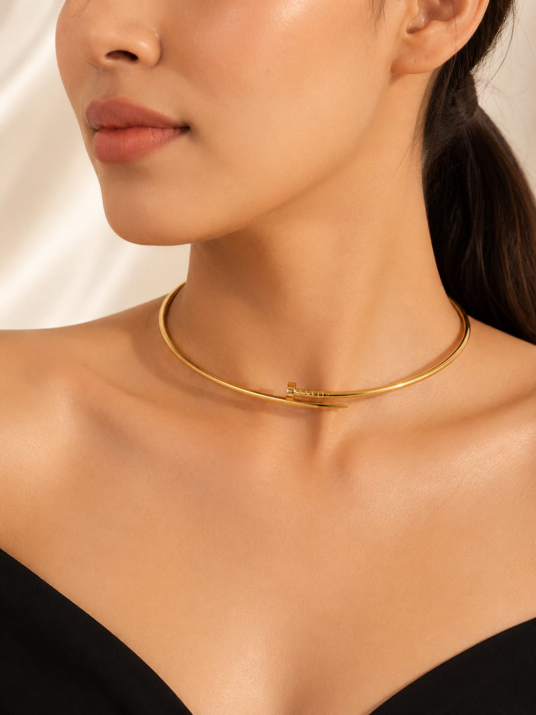 Gold Nail Stainless Steel Anti Tarnish Choker Necklace, Waterproof Minimalist Collar Necklace, Gift for Women's Jewellery