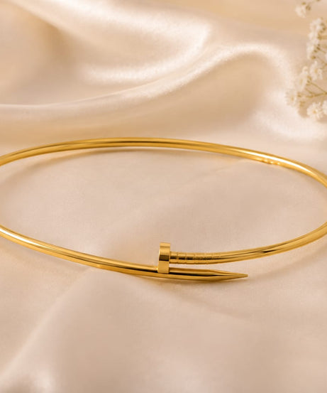 Gold Nail Stainless Steel Anti Tarnish Choker Necklace, Waterproof Minimalist Collar Necklace, Gift for Women's Jewellery