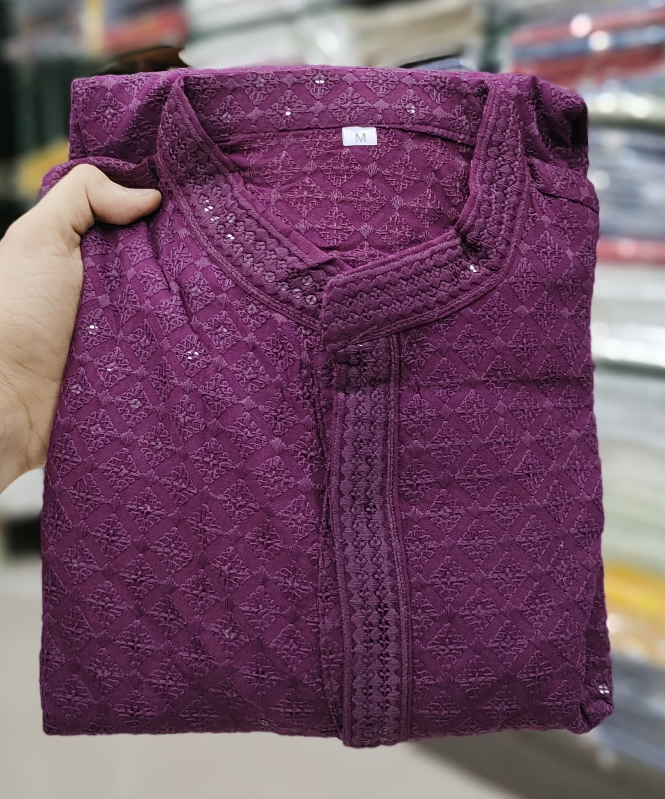 Heavy Rayon Chikan Work Kurta Pajama Set For Men's