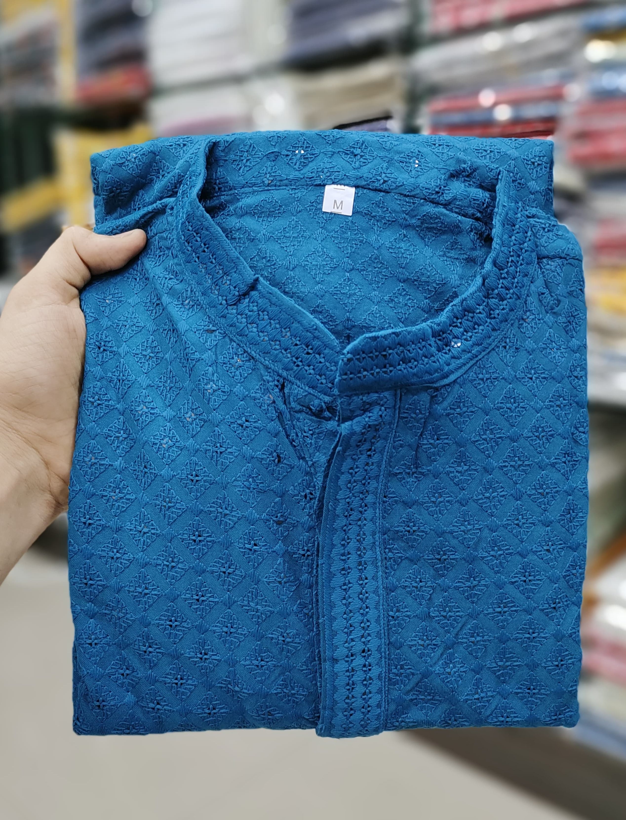 Heavy Rayon Chikan Work Kurta Pajama Set For Men's