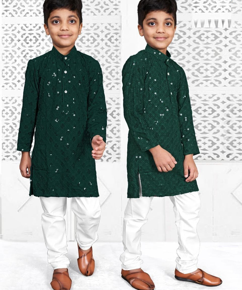 Rayon With Sequence Work Kurta Pajama Set For Boy's