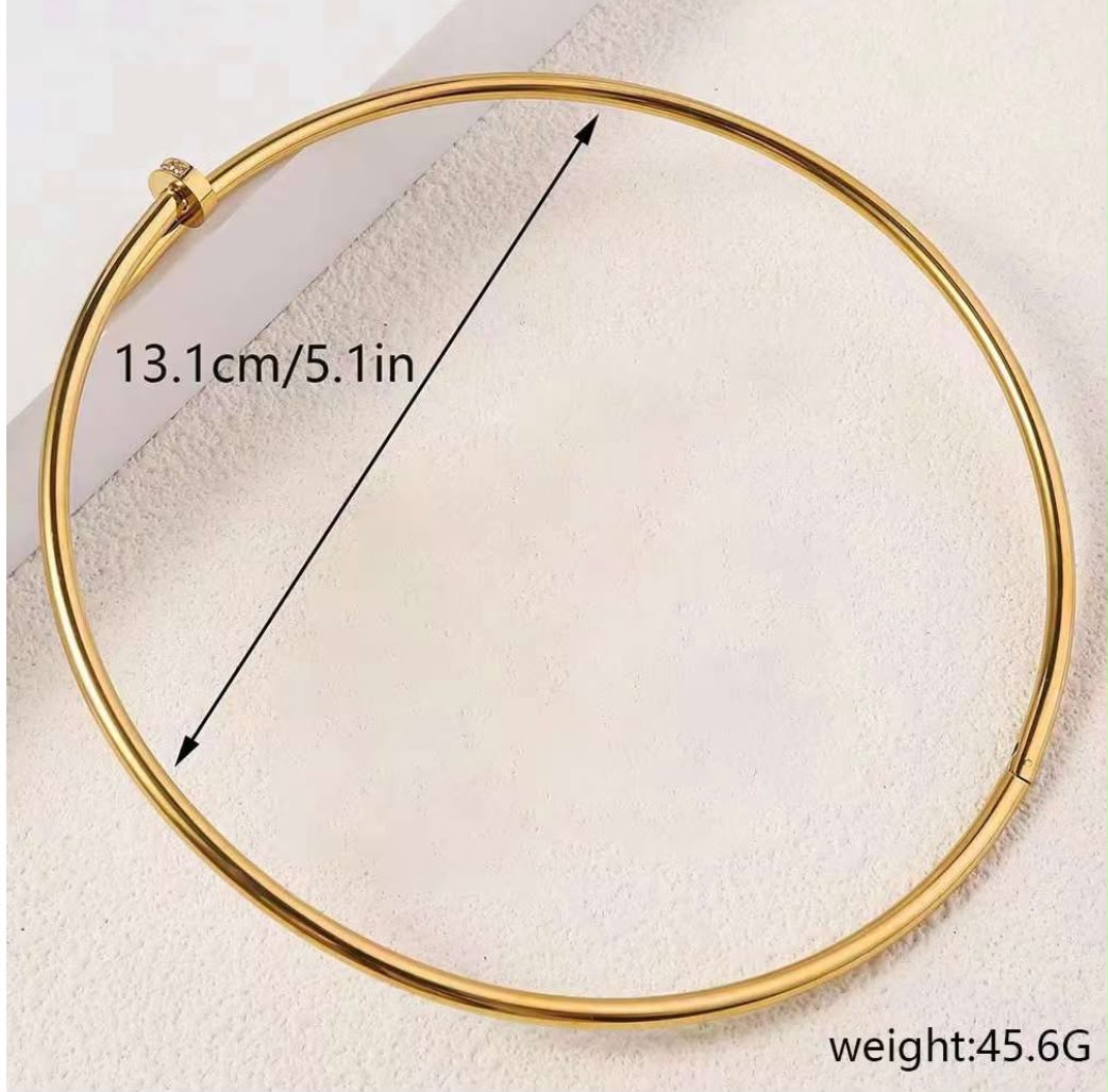 Gold Stainless Steel Anti Tarnish Choker Necklace, Waterproof Minimalist Necklace, Gift for Women's Jewellery