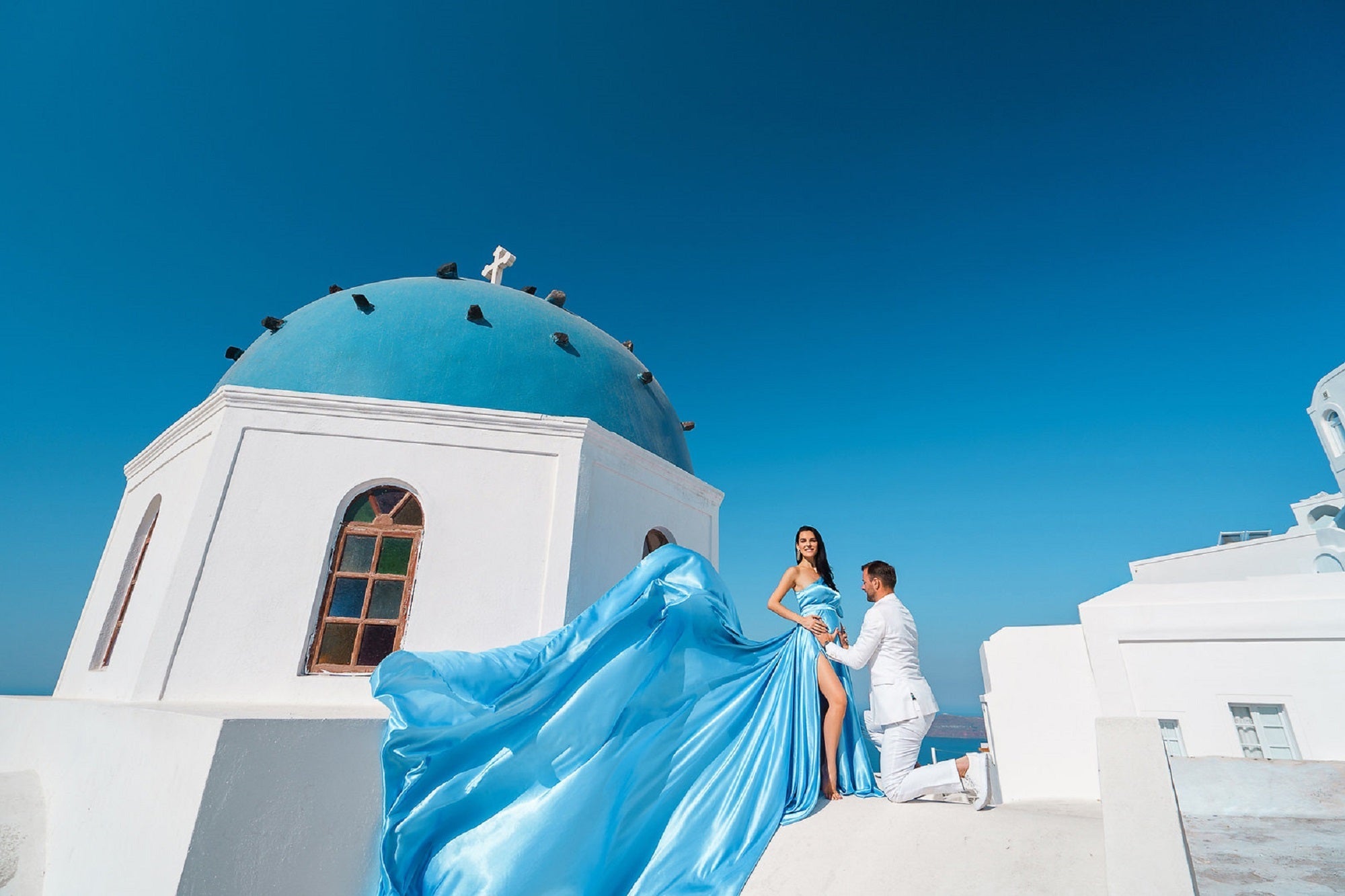 Santorini Flying Dress for Photoshoot, Long Flying Dress