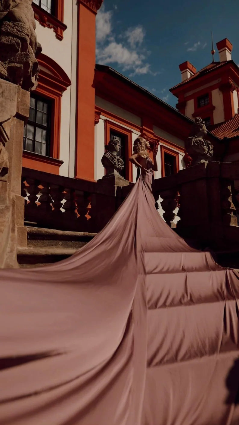 Flying Dress for PhotoShoot Long Train Dress Flowy Dress