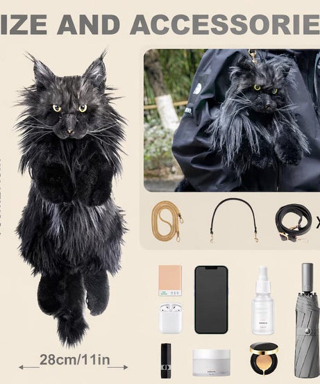 Handmade Plush Cat Bag–Cute Kitty Crossbody Shoulder Bag for Girls & Women–Unique Gift