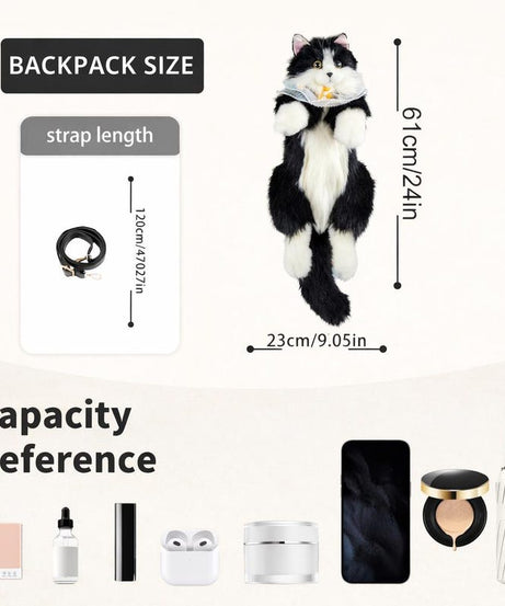 Handmade Plush Cat Bag–Cute Kitty Crossbody Shoulder Bag for Girls & Women–Unique Gift