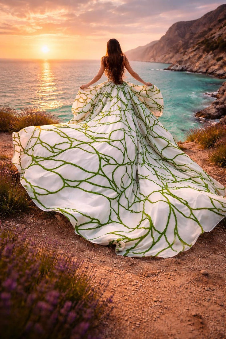 Beach Sunset Flying Dress Elegant Vacation Photoshoot Long Flying Dress