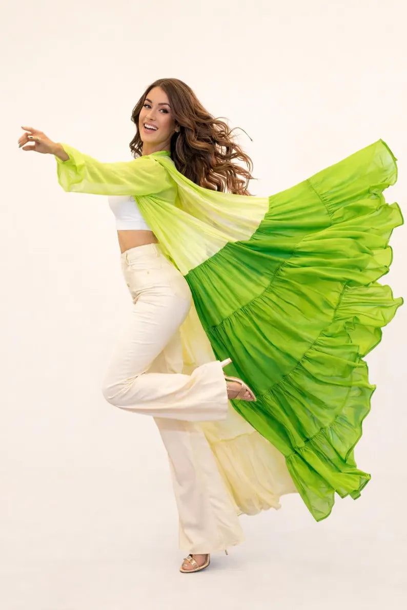 Layered Maxi Shrug Women, Sheer Cape Kimono, Pre Wedding Photoshoot Dress, Bohemian Outfit