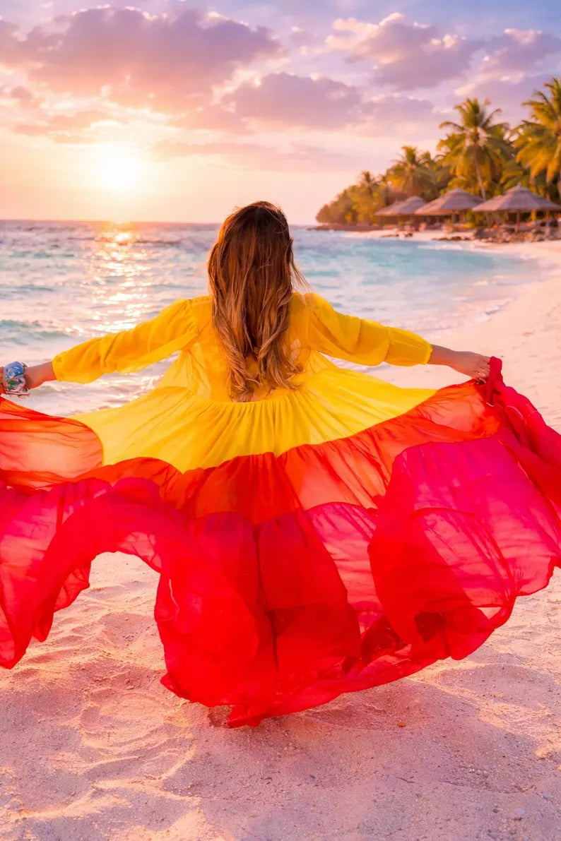 Layered Maxi Shrug Women, Sheer Cape Kimono, Pre Wedding Photoshoot Dress, Bohemian Outfit
