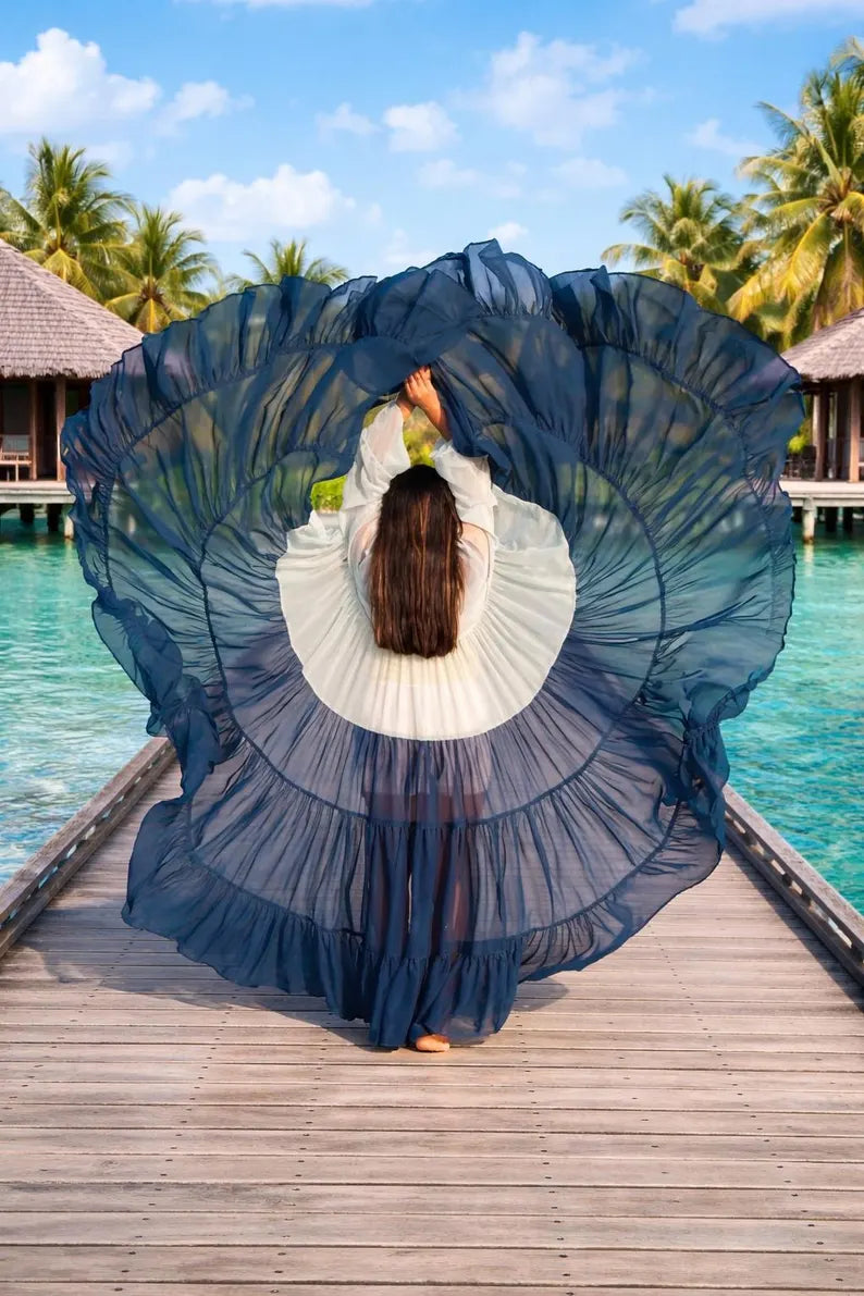 Layered Maxi Shrug Women, Sheer Cape Kimono, Pre Wedding Photoshoot Dress, Bohemian Outfit