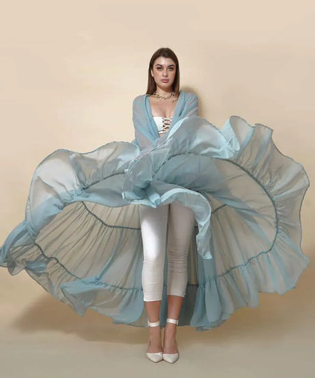 Flowing Georgette Maxi Robe with High-Low Train - 24 Color Options - Romantic Bridal Cape, Maternity Photoshoot Gown, or Formal Overlay