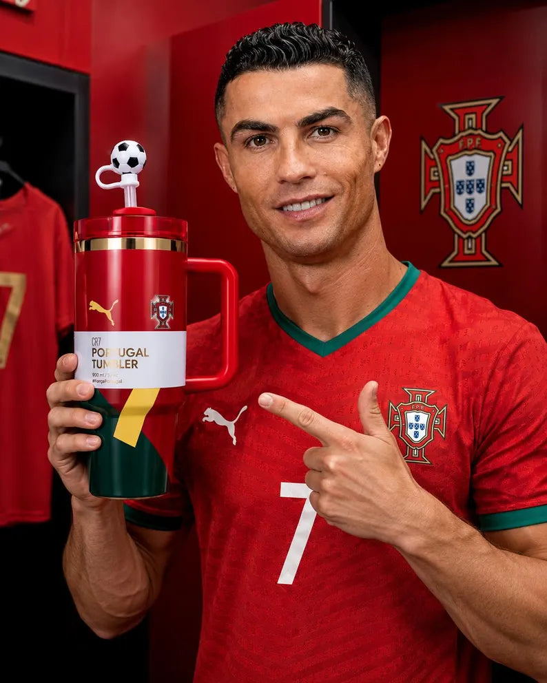 Cristiano Ronaldo Portugal Stadium Tumbler Double Wall Insulated Coffee Cup