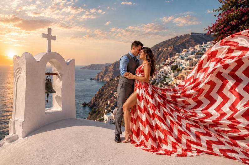 Women's Chevron Print Flowy Maxi Dress Sleeveless Beach Vacation Resort Gown with Long Train