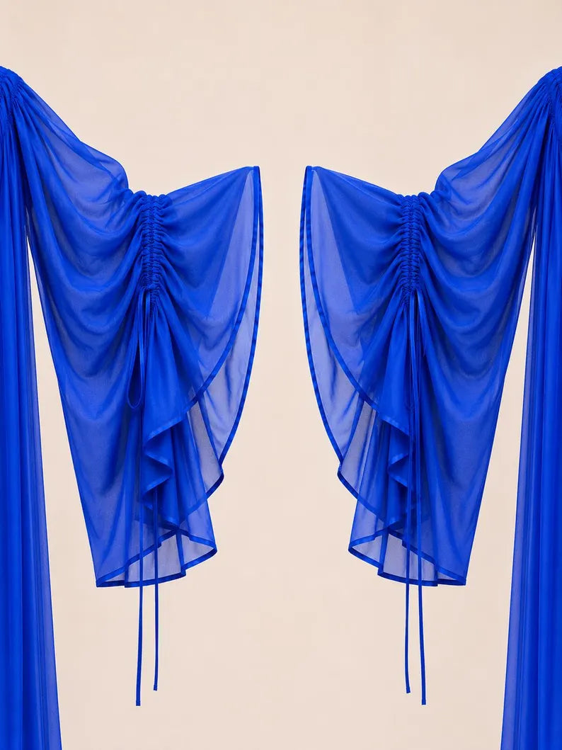 Detachable Flying Dress Cape, 5 Layer Shrug, Open Front Layered Cover Up, Bridal, Maternity & Photoshoot Wear(V)
