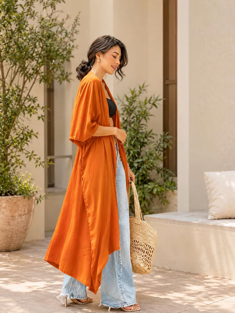 Kimono Jacket ,Holiday ,Boho ,Loose Fit, jacket, beach cover up, Summer Cardigan(V)