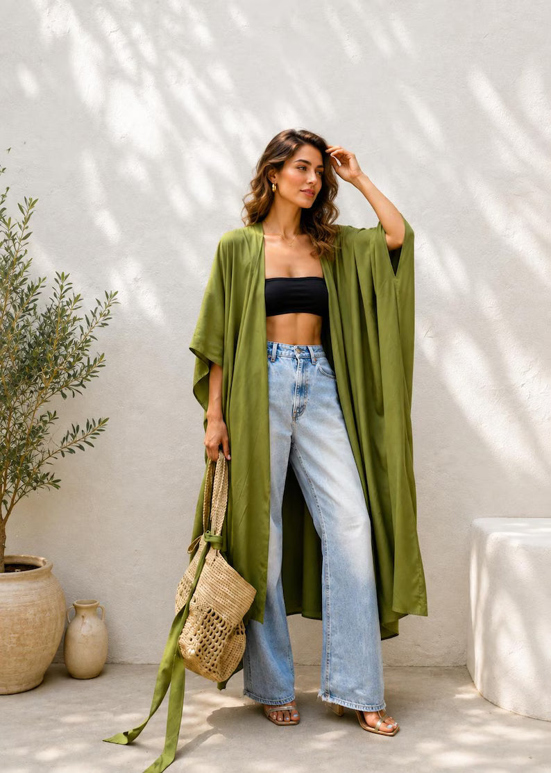 Kimono Jacket ,Holiday ,Boho ,Loose Fit, jacket, beach cover up, Summer Cardigan(V)