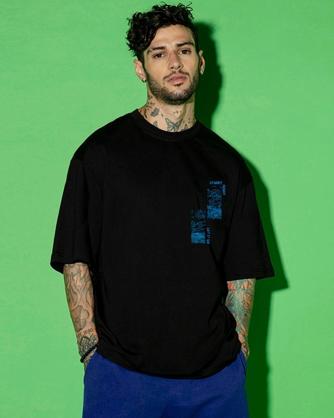 Men's Black Dream Graphic Printed Oversized T-shirt