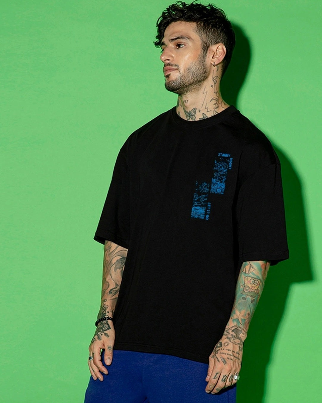 Men's Black Dream Graphic Printed Oversized T-shirt