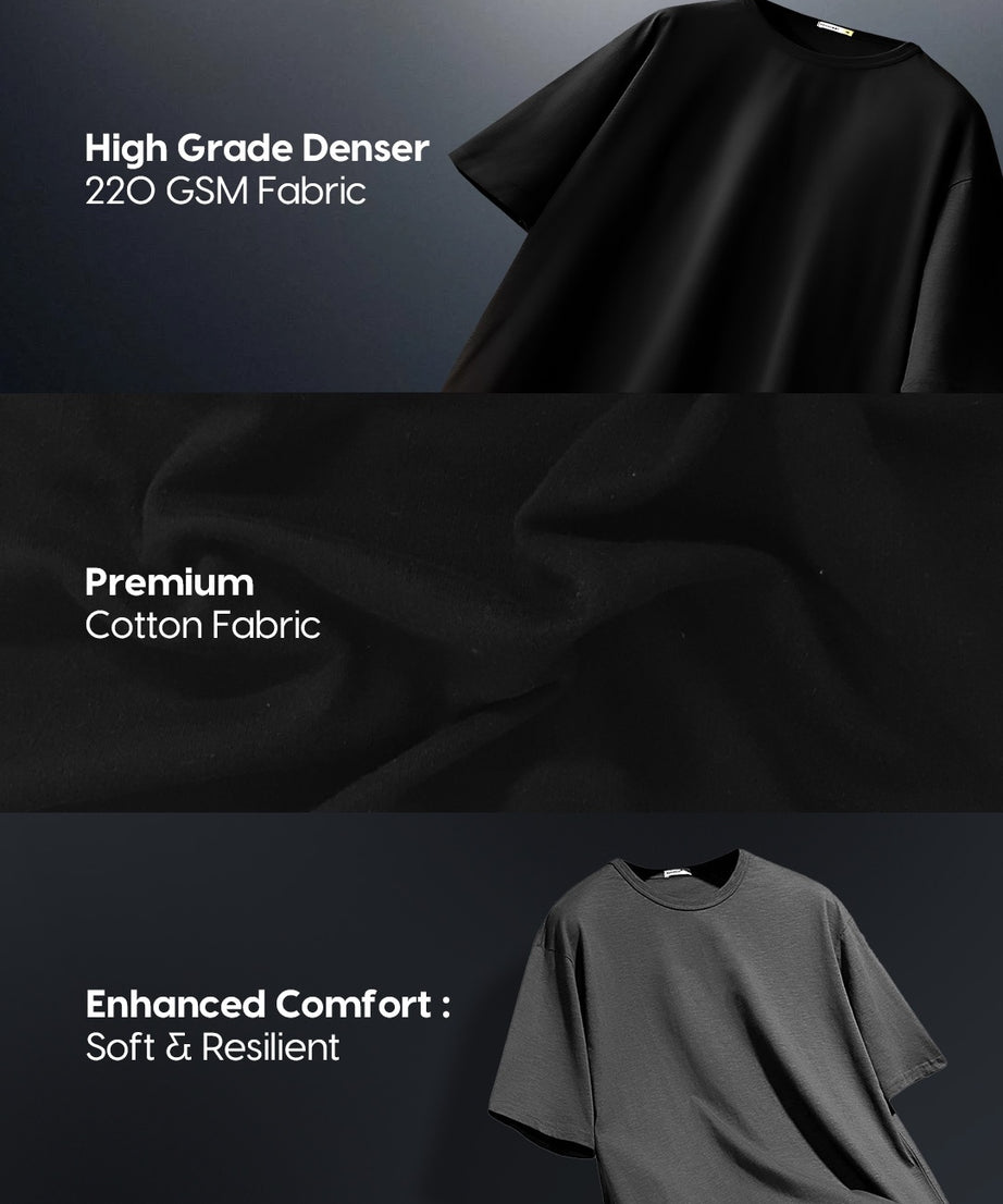Men's Jet Black Doom Graphic Printed Oversized T-shirt