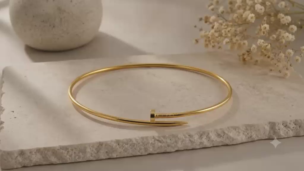 Gold Nail Stainless Steel Anti Tarnish Choker Necklace, Waterproof Minimalist Collar Necklace, Gift for Women's Jewellery