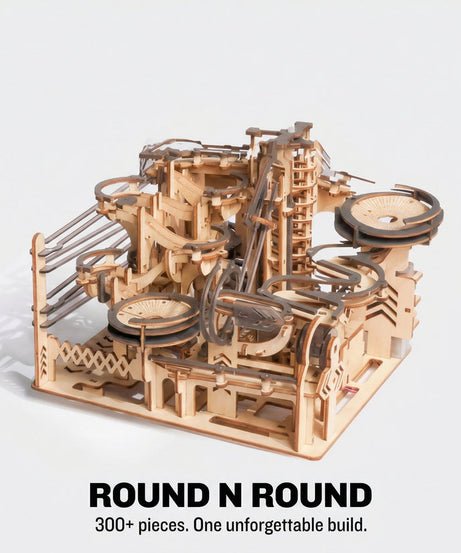 3D Wooden Marble Run Puzzle Kit – DIY Mechanical Gear Model Toy for Adults & Kids