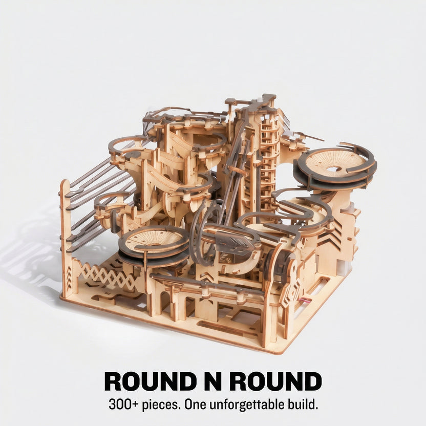 3D Wooden Marble Run Puzzle Kit – DIY Mechanical Gear Model Toy for Adults & Kids