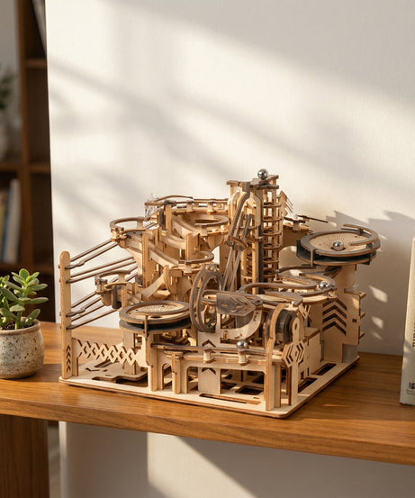 3D Wooden Marble Run Puzzle Kit – DIY Mechanical Gear Model Toy for Adults & Kids
