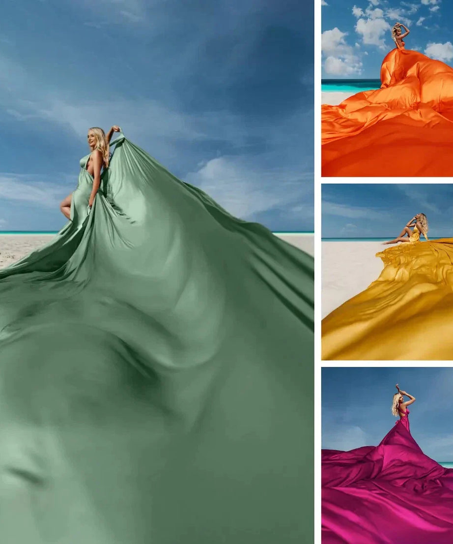 Satin Multiway Wrap Maxi Dress with Train | Women's Convertible Dress