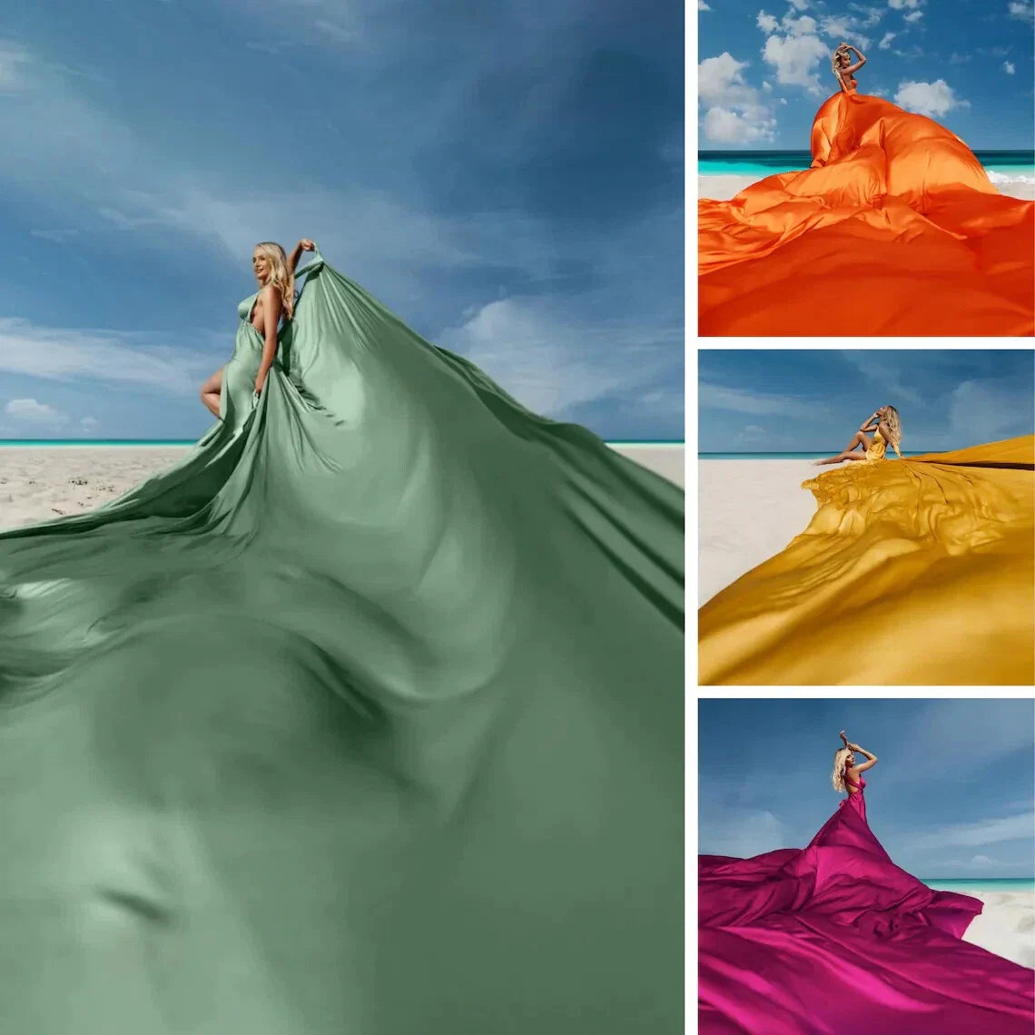 Satin Multiway Wrap Maxi Dress with Train | Women's Convertible Dress