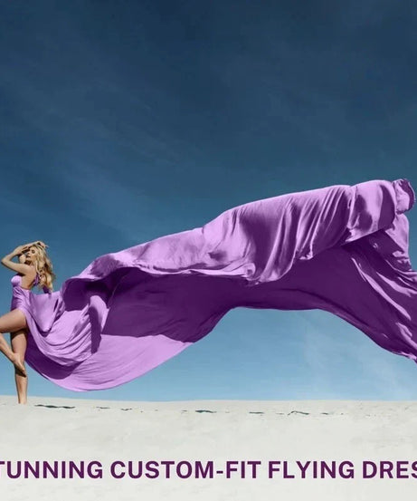 Purple Flying Dress for Photoshoot - Satin Flying Dress - Infinity Long Dress