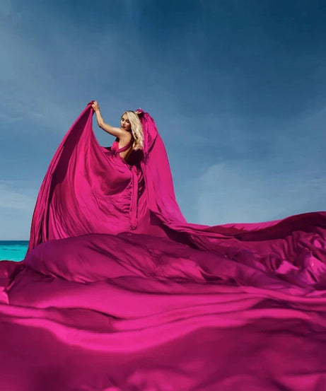 Long Flying Dress for Photoshoot in Any Size - Santorini Flying Dress - Pink
