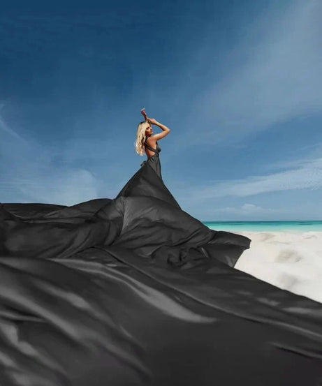 Purple Flying Dress for Photoshoot - Satin Flying Dress - Infinity Long Dress