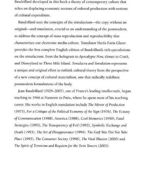 Simulacra and Simulation:  Paperback